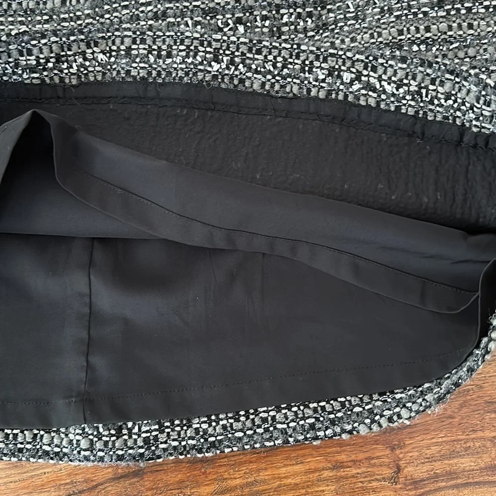 Tory Burch Ada Tweed Grey Metallic Thread Mini Skirt Sz6
